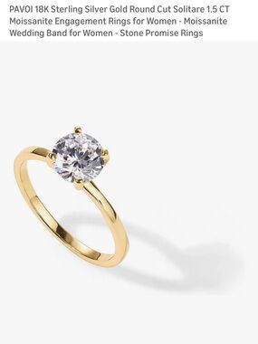 PAVOI Gold Solitaire Moissanite Ring - Gold